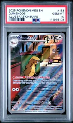 Gumshoos 153/132 Mega Evolution Illustration Rare Psa 10 Pokemon TCG - Image 1
