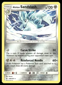 Alolan Sandslash 138/236 Rare Cosmic Eclipse Pokemon Near Mint - Image 1