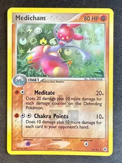Medicham 10/101 2004 EX Hidden Legends Pokemon Card TCG Reverse Holo Rare - Lp - Image 1
