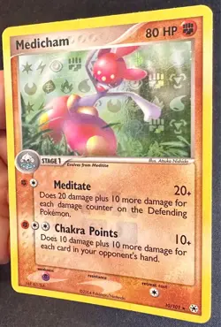 Medicham 10/101 2004 EX Hidden Legends Pokemon Card TCG Reverse Holo Rare - Lp - Image 3