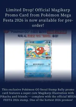 🔥 PREORDER 2026 Pokemon Mega Festa Magikarp Promo Seoul Stamp Rally Pikachu - Image 1