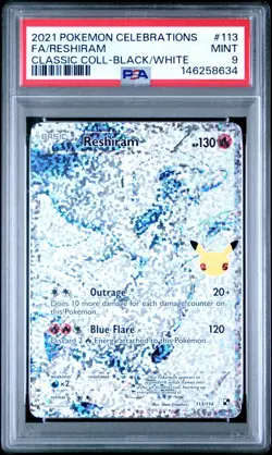 PSA 9 RESHIRAM 113/114 FULL ART CELEBRATIONS CLASSIC COLLECTION POKEMON #113 - Image 1