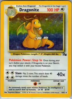 Dragonite 4/62 Holo Fossil - Pokemon Card - LP - Image 1