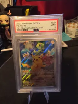 2023 POKEMON PALDEA EVOLVED POKEMON CENTER ETB PROMO SVP EN #027 PIKACHU PSA 9 - Image 1