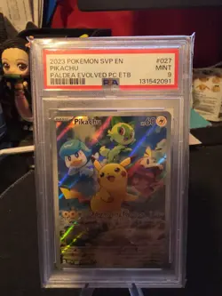 2023 POKEMON PALDEA EVOLVED POKEMON CENTER ETB PROMO SVP EN #027 PIKACHU PSA 9 - Image 2