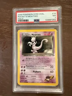 Pokemon Rockets Mewtwo Holo Gym Challenge PSA 7 NM Near Mint - Image 1