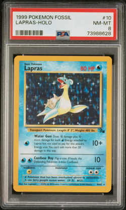 1999 POKEMON FOSSIL #10 LAPRAS - HOLO PSA 8 - Vintage WOTC - Image 1