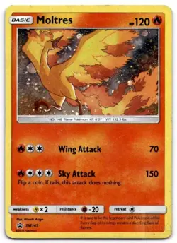Moltres - SM143 Holo Promo Sun & Moon Promo Pokemon Holo Damaged - Image 1