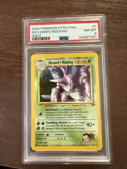 Pokemon 2000 Gym Challenge Giovanni's Nidoking Holo Rare Unlimited PSA 8 7/132 - Image 1