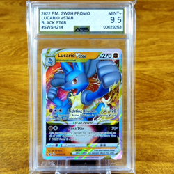 Pokemon SWSH Black Star Promo Lucario VSTAR SWSH214 AGS Mint+ 9.5 Holo 2022 - Image 1