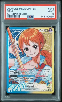 2025 ONE PIECE OP11-A FIST OF DIVINE SPEED ALTERNATE ART #041 NAMI PSA 9 - Image 1