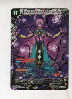 BEERUS INCARNATION OF DESTRUCTION BT28-150 SCR DRAGON BALL SUPER MASTERS CARD - Image 1