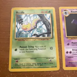 Pokemon TCG Base Set Trading Cards - Weedle 69/102 & Haunter 29/102 HP - Image 2