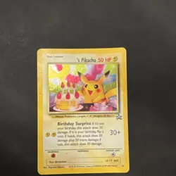 Wizards of the Coast Birthday Pikachu Holo 50 HP Basic Pokemon TCG Card 2000 #24 - Image 1