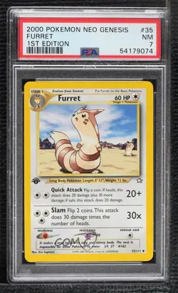 Furret 1st Ed. Pokemon Neo Genesis PSA 7 2000 - Image 1