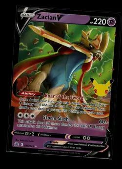 Pokemon Zacian V Ultra Rare Celebrations Full Art Holo 016/025 220 NM - Image 1