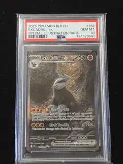2025 Pokemon BLK En Excadrill Ex Illustration Rare #168 Psa 10 - Image 1