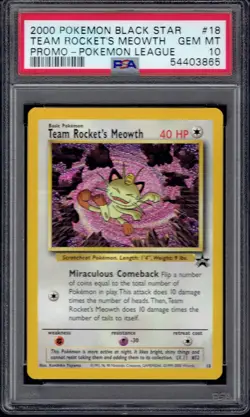 2000 Pokemon Team Rocket's Meowth 18/53 PSA 10 (WOTC Black Star Promos) - Image 1