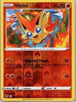 Pokemon Victini SWSH12: Silver Tempest 023/195 Near Mint NM Reverse Holo - Image 1