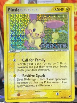 Pokemon TCG Plusle Stamped EX Deoxys 44/107 Reverse Holo Nintendo 2005 MP RARE! - Image 1