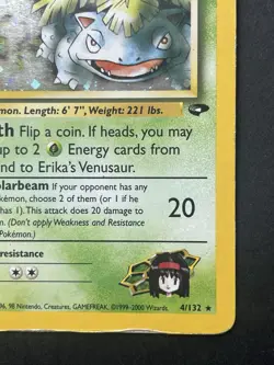 Erika's Venusaur 4/132 Holo Rare - Gym Heroes - Vintage Pokemon Card - HP - Image 4