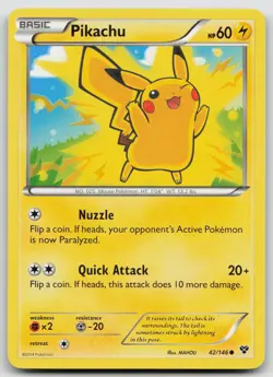Pikachu 42/146 XY Base Set MAHOU Art Pokemon TCG Card - Image 1