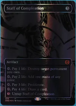 Staff of Compleation (Oil Slick Raised) FOIL Phyrexia All Will Be NM (514990) - Image 1