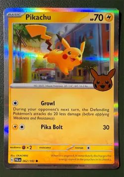 Pokemon TCG Pikachu 62/193 Paldea Evolved SV2 Holo Trick or Trade NM - Image 1