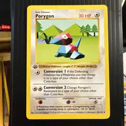 Porygon 39/102 1st Edition Shadowless Base LP/NM WOTC Pokemon TCG Vintage Single - Image 1