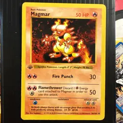 Magmar 1st Edition Shadowless Pokemon Base Set 36/102 LP-MP - Image 1
