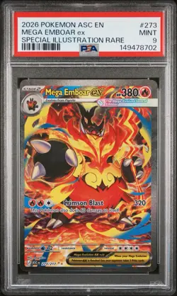 2026 POKEMON ASCENDED HEROES SPECIAL ILLUSTRATION RARE MEGA EMBOAR EX PSA 9 - Image 1