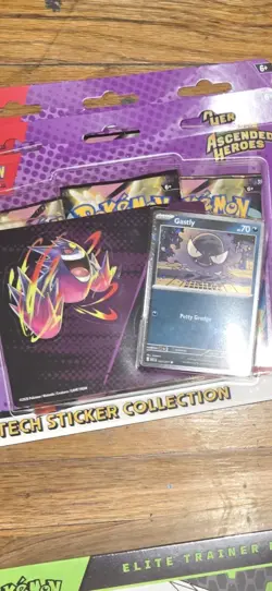 Pokemon TCG Gastly Tech Sticker Collection Ascended Heroes 3 Pack Blister Pack - Image 1