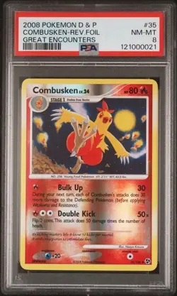 2008 POKEMON DIAMOND & PEARL GREAT ENCOUNTERS #35 COMBUSKEN REVERSE HOLO PSA 8 - Image 1