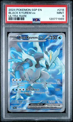 2024 POKEMON SSP EN-SURGING SPARKS ULTRA RARE #218 BLACK KYUREM EX PSA 9 - Image 1