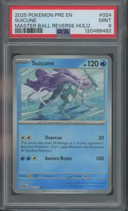Pokemon TCG Suicune 024/131 Prismatic Evolutions Master Ball Pattern PSA 9 - Image 1