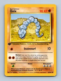 Onix Pokemon Card German Base Set #28/51 1st Edition LP/MP - Image 1