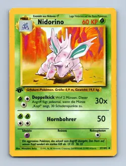 Nidorino Pokemon Card German Base Set #37/102 1st Edition LP/MP - Image 1