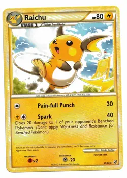 Pokemon Card: Raichu 33/90 HGSS Undaunted Set Printing Error Rare! - Image 1
