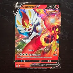 Cinderace V 044/264 Pokemon Fusion Strike Sword & Shield Ultra Rare Holo Card NM - Image 1