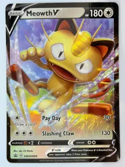 Meowth V Promo Holofoil SWSH: Sword & Shield Promo Cards SWSH004 NM - Image 1