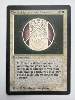 Circle of Protection Green BETA Magic The Gathering MTG LP Vintage 1993 - Image 1
