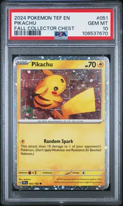 2024 Pokemon Pikachu 051/162 Temporal Forces Cosmos Holo GEM PSA 10 Large Swirl - Image 1