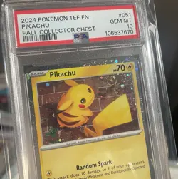 2024 Pokemon Pikachu 051/162 Temporal Forces Cosmos Holo GEM PSA 10 Large Swirl - Image 3