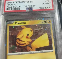 2024 Pokemon Pikachu 051/162 Temporal Forces Cosmos Holo GEM PSA 10 Large Swirl - Image 5