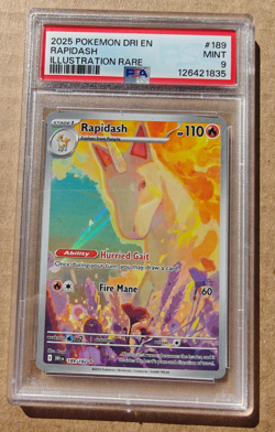2025 POKEMON DRI EN-DESTINED RIVALS ILLUSTRATION RARE #189 RAPIDASH PSA 9 - Image 1