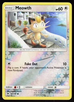 Meowth 101/147 Common Burning Shadows Pokemon Reverse Holo Near Mint - Image 1