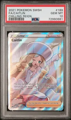 Pokemon Caitlin 189 Chilling Reign Full Art PSA 10 GEM MT! FREE SHIPPING! - Image 1