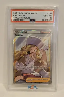 Pokemon Caitlin 189 Chilling Reign Full Art PSA 10 GEM MT! FREE SHIPPING! - Image 3