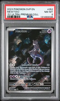 2023 POKEMON SVP EN-SV BLACK STAR PROMO 151 ULTRA-PREM COLL #052 MEWTWO PSA 8 - Image 1