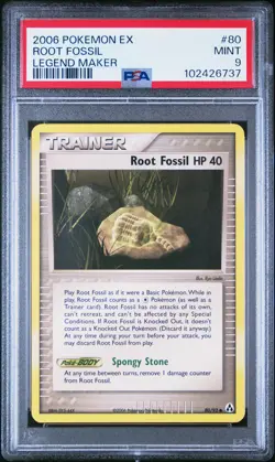2006 POKEMON EX LEGEND MAKER #80 ROOT FOSSIL PSA 9 - Image 1